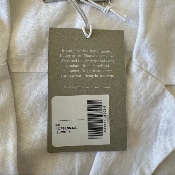 NWT Everlane The Sleeveless 100% Linen V Neck  Button Front Shirt Dress Size 4 - Picture 11 of 12